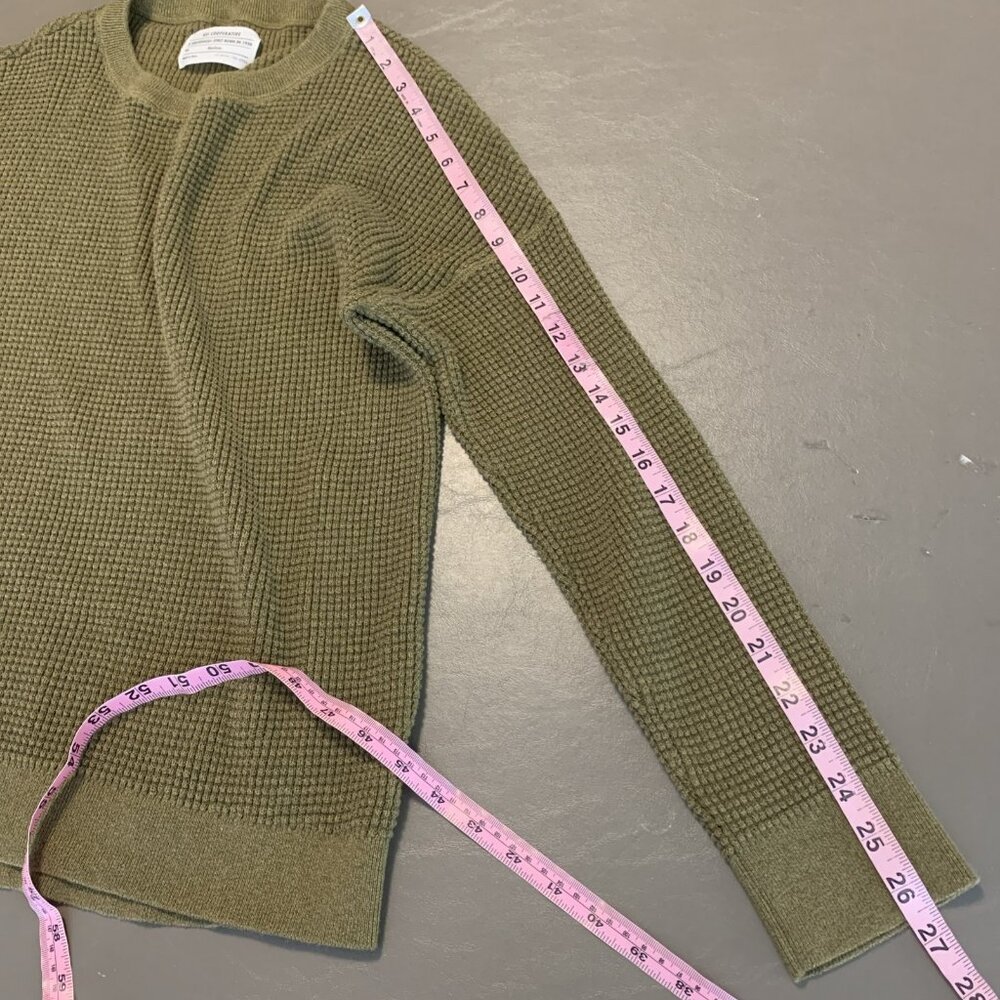 REI Womens M Sweater Pullover Waffle Knit Olive Green Wallace Lake Cotton - Picture 11 of 12